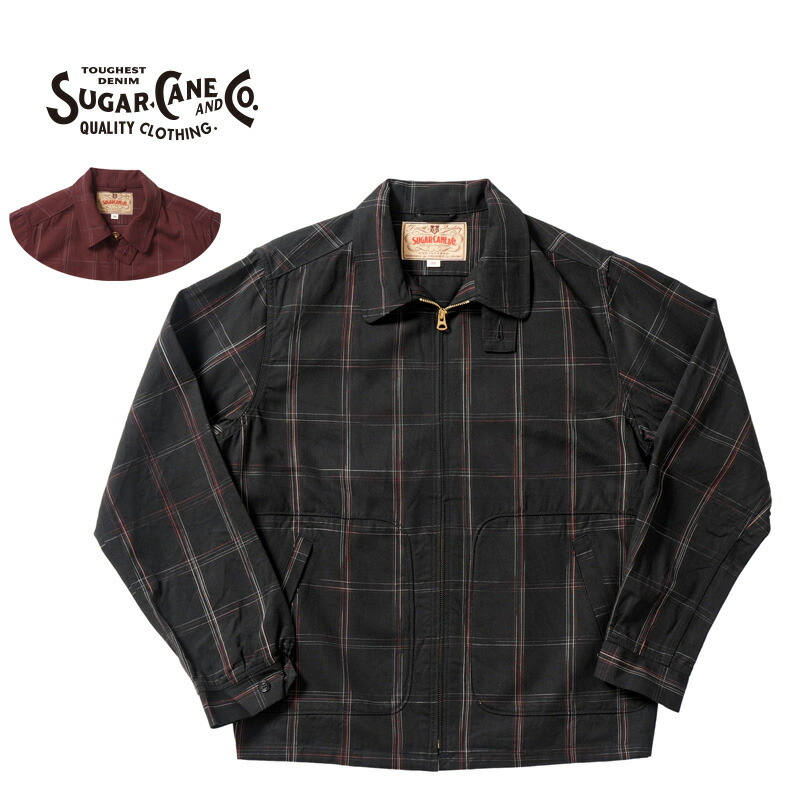 SUGAR CANE シュガーケーンビーチクロスジャケット茶 SUGAR CANE（シュガーケーン） ビーチクロス ジップジャケット SC14286