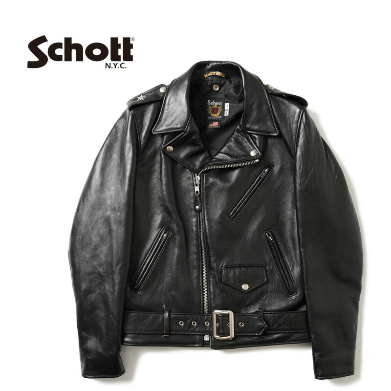 Schott ブルゾン　コットン+鹿革(襟) L ブラック Schott ブルゾン コットン+鹿革(襟) L ブラック