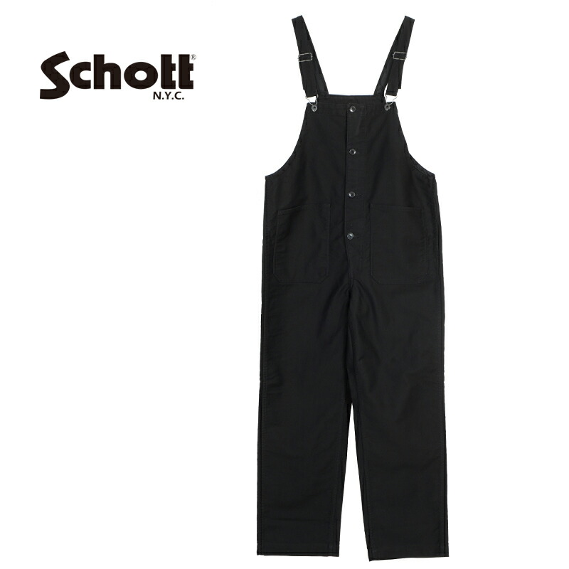 JAMES Schott オーバーオール　ブラック Schott N.Y.C オーバーオール サロペット Schott/ショット