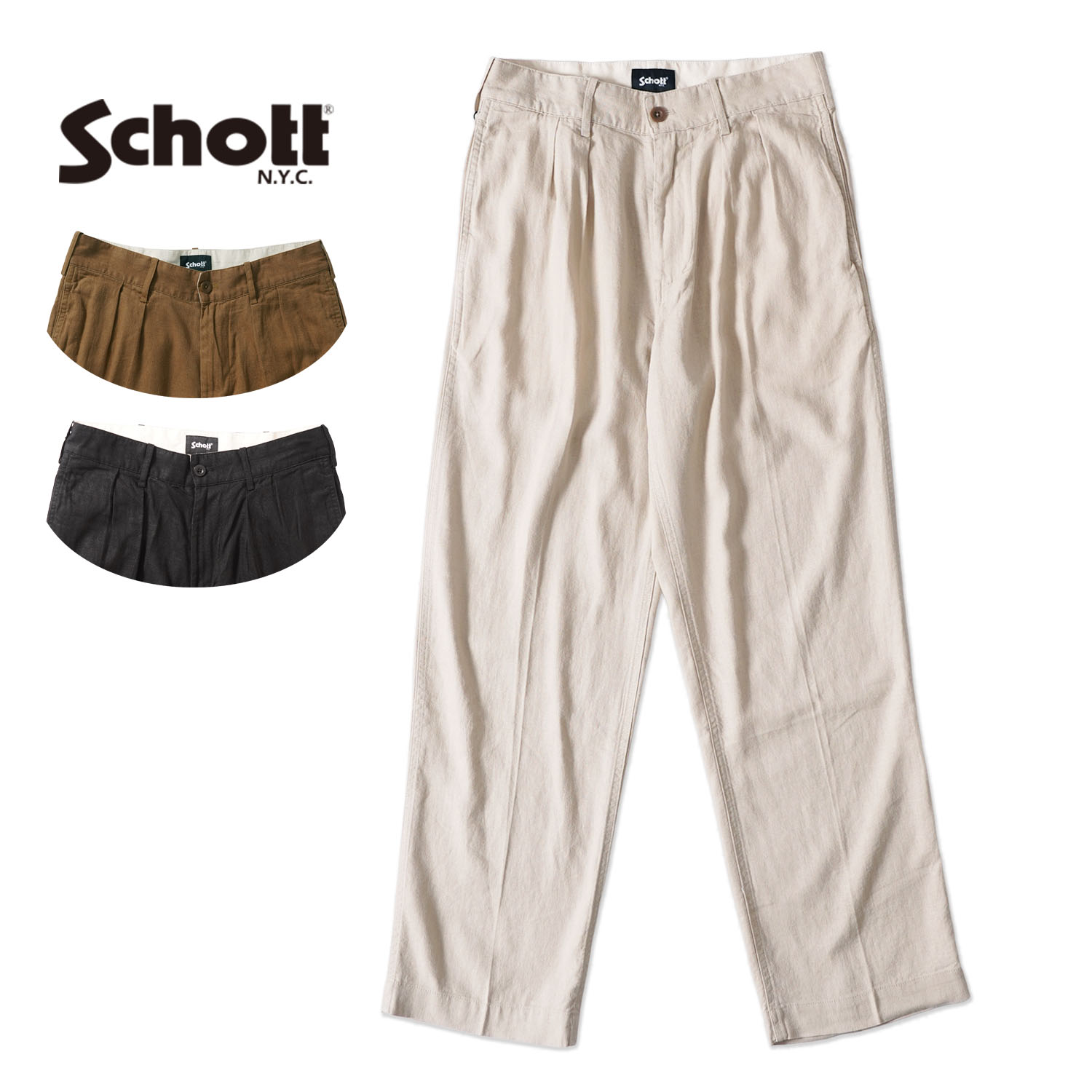 Schott ショット パンツ"LINEN TROUSERS" 782-6110005|ろーぐす