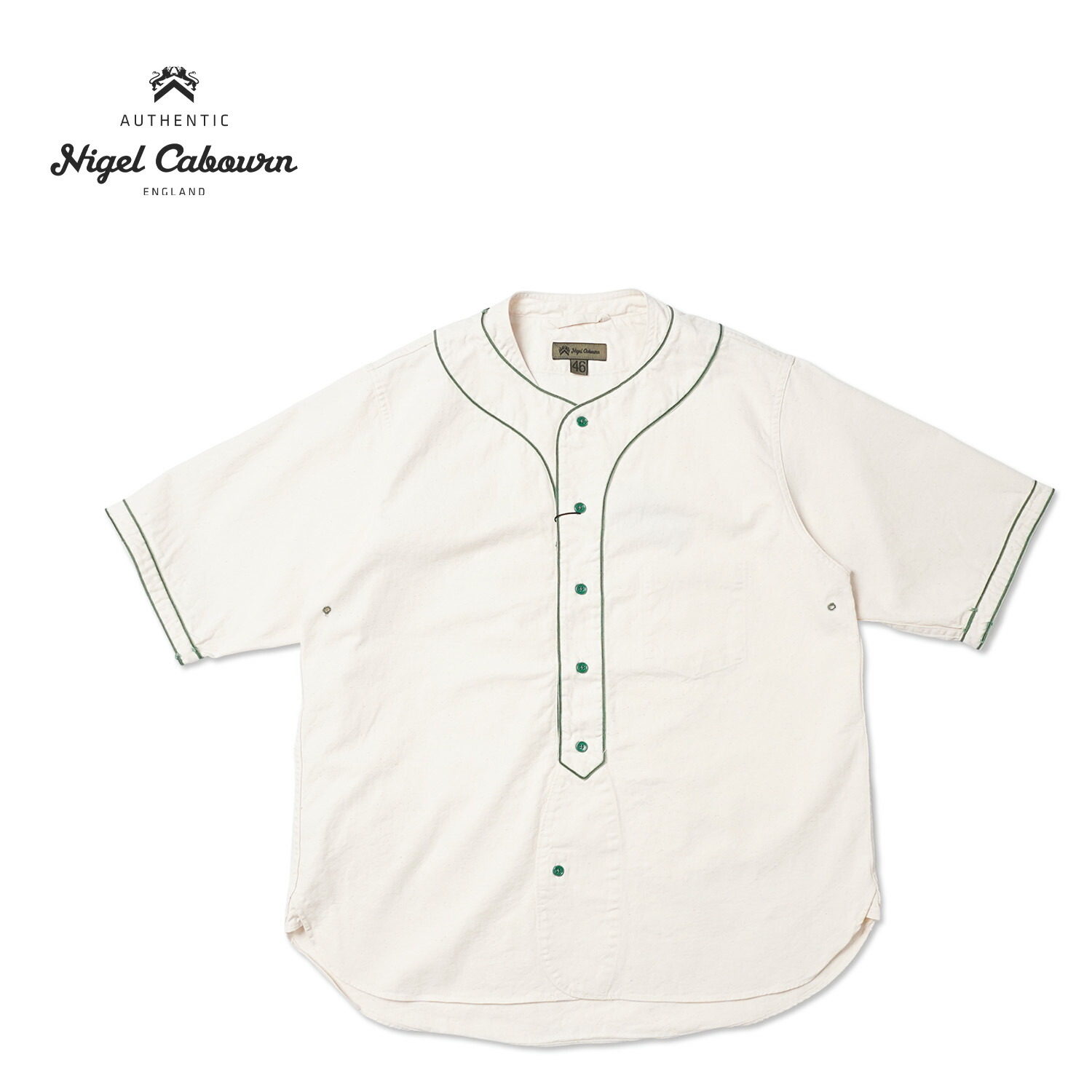 Nigel Cabourn ナイジェルケーボン半袖野球プルオーバー\"BASEBALL SHIRT S/S - COTTON TWILL\""80520011002"