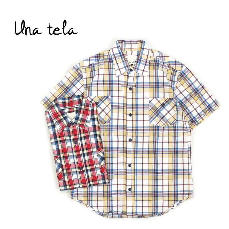 UNATELA ウナテラ 半袖シャツ"CHECK S/S WORK SHIRT"UNA-55006｜ろーぐす