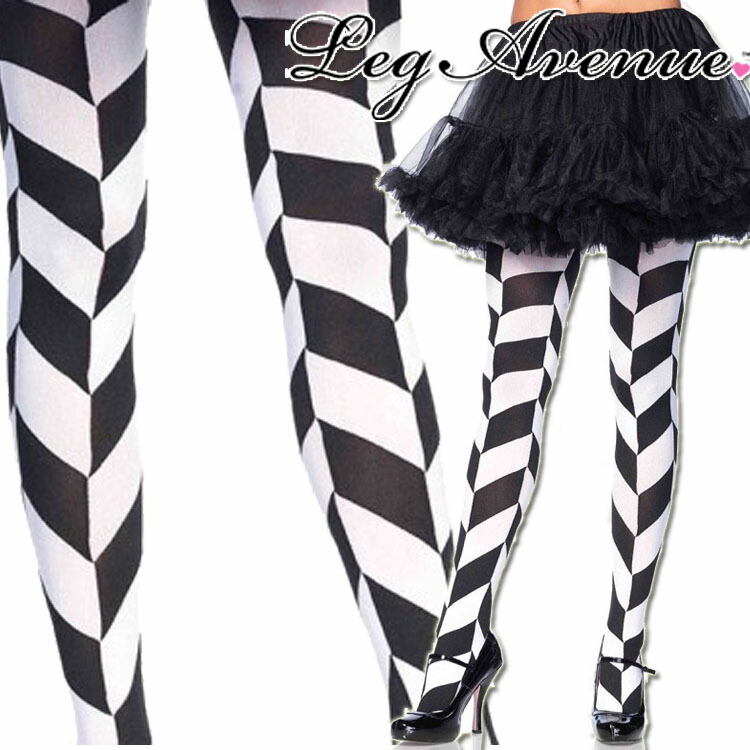 楽天市場】モノトーンチェッカー サイハイストッキング タイツ 黒白