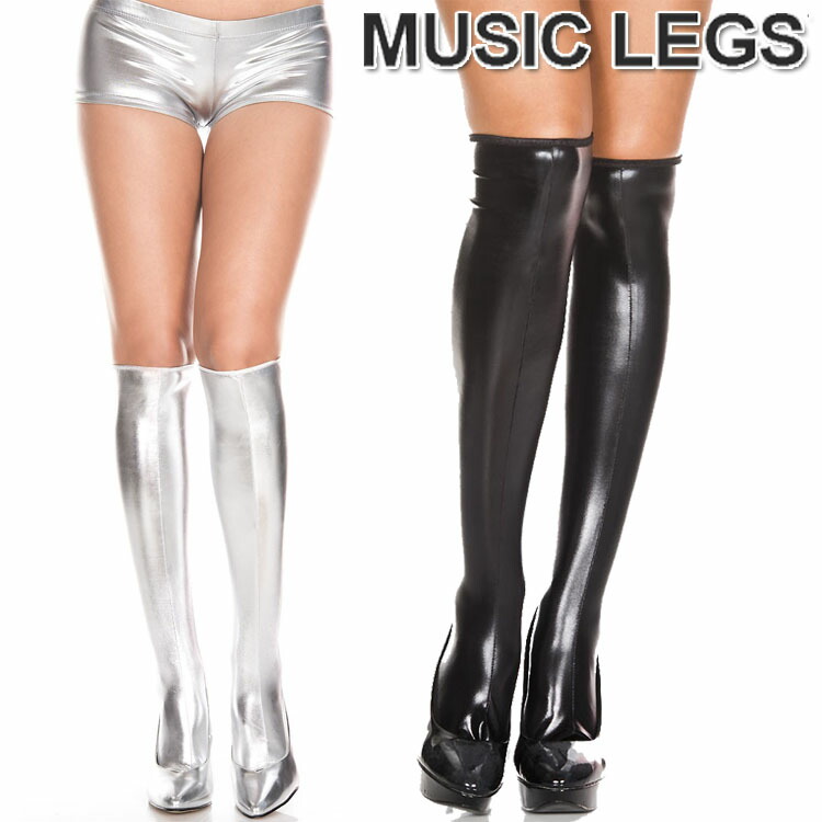 Music legs black Wet look pantyhose