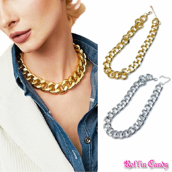 楽天市場】インパクト！極太チェーンネックレス/チョーカー ゴールド