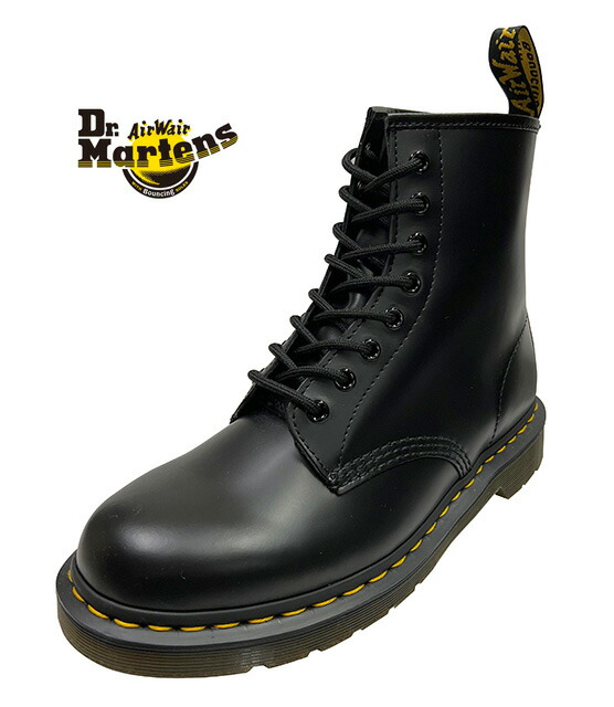 Dr. Martens ドクターマーチン　1460　8ホールブーツ　BLACK ブラック　イエローウェルトステッチ スムースレザー｜ローリングストーン