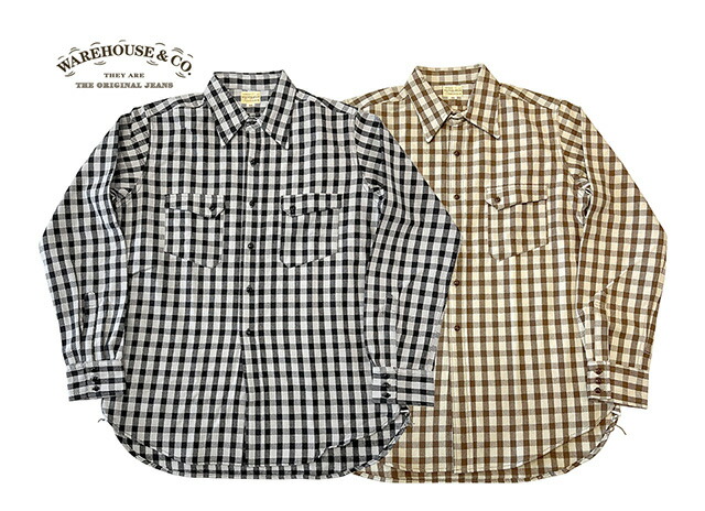 【SALE】WAREHOUSE 御召しもの住み家 Lot 3052 Lロング唐人笛手合い フランネルウエスタンシャツ フランネルプルオーバー 照合のしるし 2色(BLACK/BROWN) 長袖プルオーバー マチ付き添い人