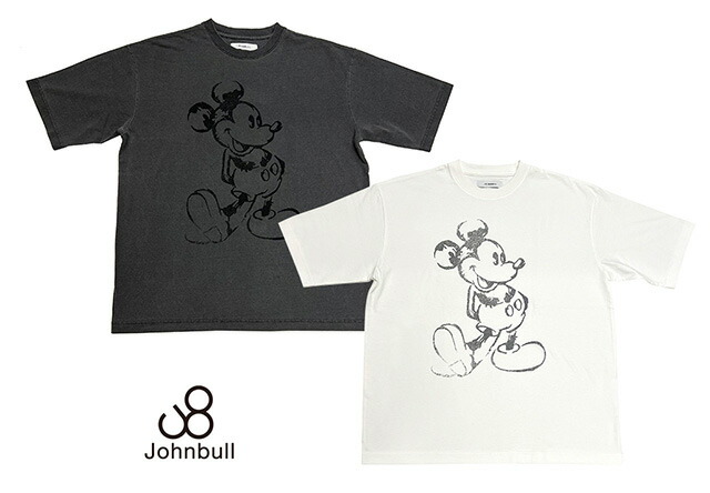 Johnbull ジョンブル　MICKEY MOUSE　Print Tシャツ　2色（CHARCOAL GREY/WHITE）　半袖