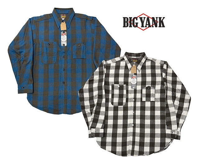 BIG YANK ビッグヤンク Y1945 FLANNEL SHIRTS  BROCK CHECK 2色（BLUE/WHITE）ネルシャツ ガチャポケ ブロックチェック Made in JAPAN 2026