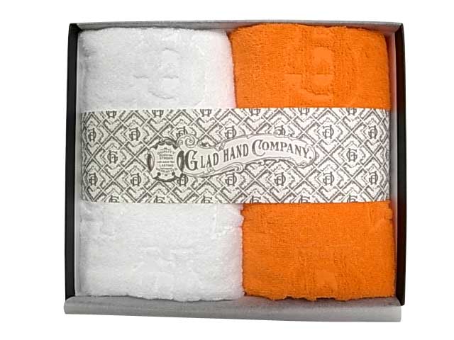 GLADHAND グラッドハンド　FAMILY CREST IMABARI TOWL FACE ファミリークレスト 今治タオル フェイスタオル　WHITE×ORANGE
