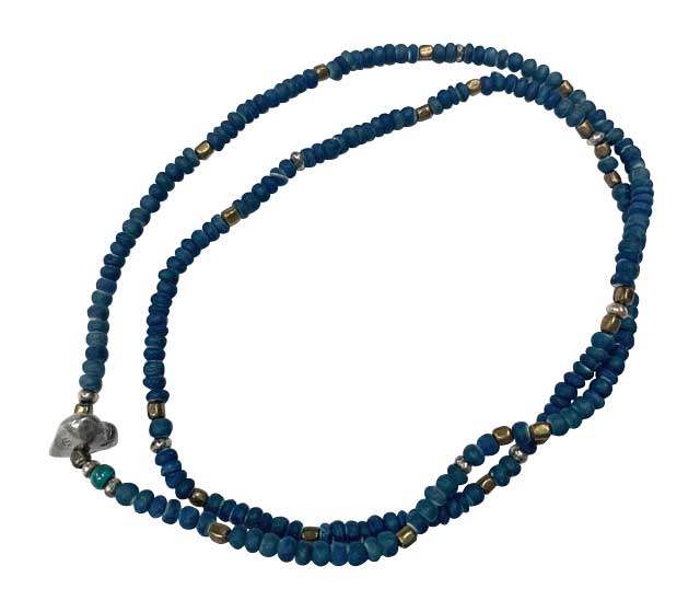 Sunku サンク　Indigo Dye Beads Necklace & Bracelet インディゴ ダイ ビーズ ネックレス＆ブレスレット　アンティークビーズ　Silver925　Coconuts Beads　Turquise