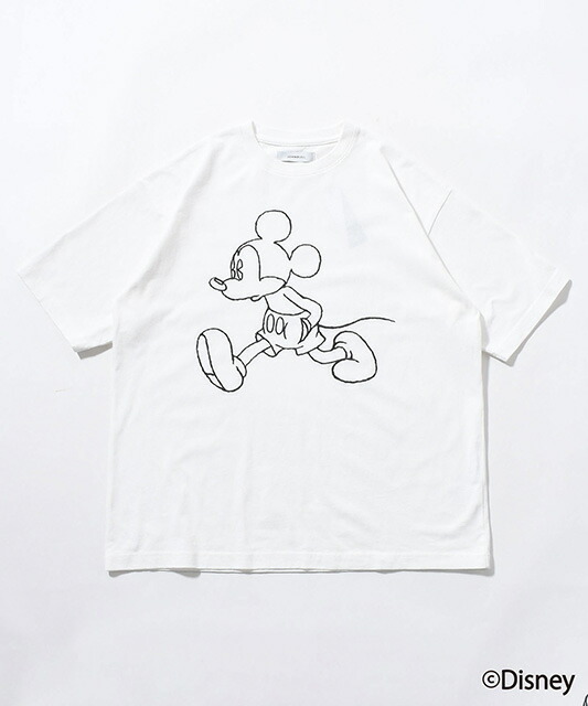 Johnbull ジョンブル　MICKEY MOUSE / Embroidery Tシャツ　3色（ホワイト/ベージュ/チャコールグレー）　半袖　　ミッキーマウス　2026SS