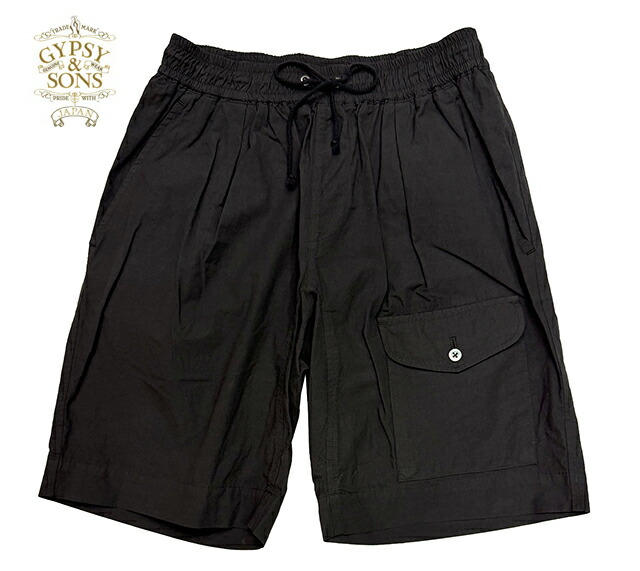 GYPSY&SONS ジプシー＆サンズ　L/C BUSH SHORTS ブッシュ ショーツ　ハーフパンツ　ブッシュパンツ　19:BLACK ブラック　日本製