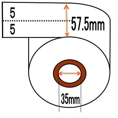 楽天市場】券売機用 ロール紙 ５巻入り幅57.5mm 長さ300Ｍ 感熱紙