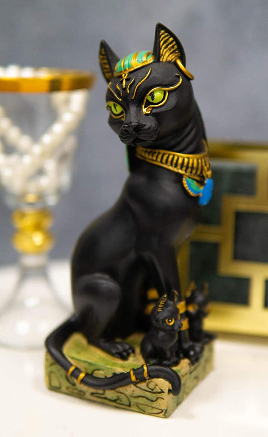 楽天市場】古代エジプトの女神、座っている猫のバステト神 母と子猫の