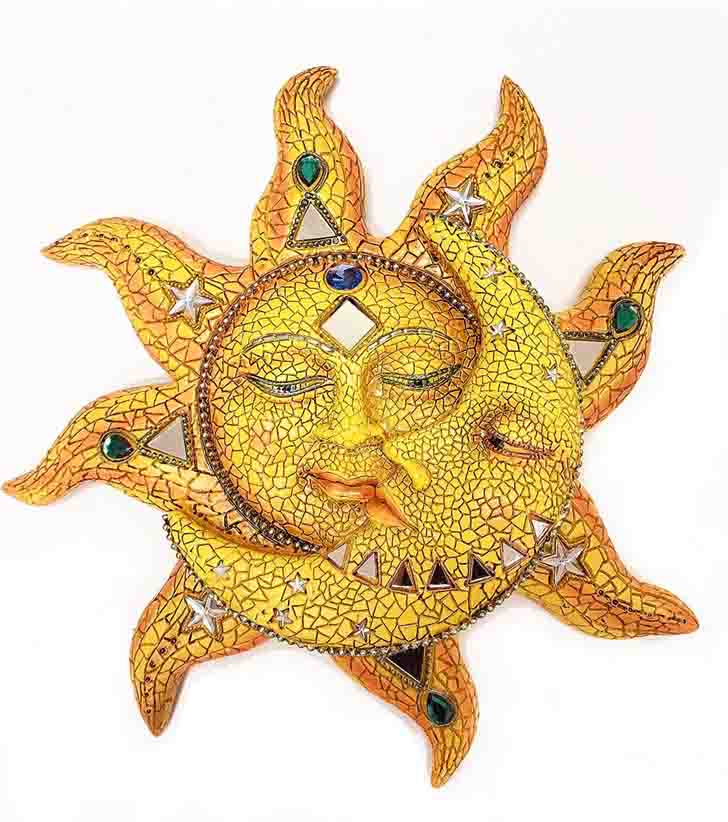 楽天市場】黄色いモザイクの太陽と月 インテリア彫像 彫刻 新築祝い