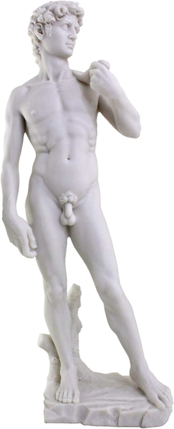 大型 高さ約50cmのミケランジェロ作ダビデ像彫像白い大理石風仕上げ彫刻アート工芸品置物贈り物輸入品