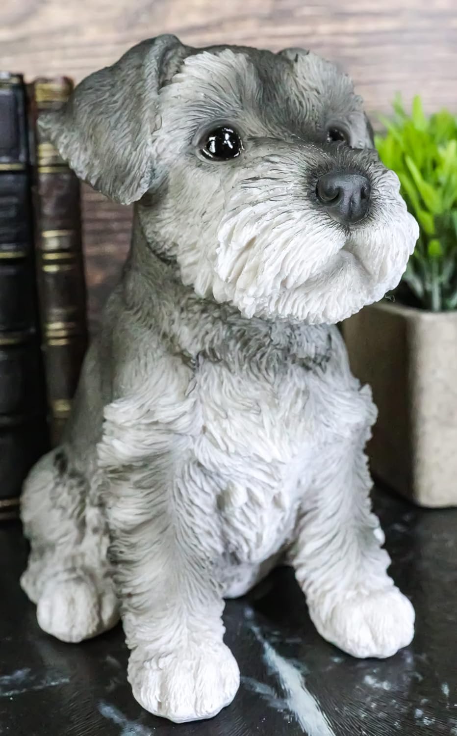 リアルなミニチュアシュナウザー子犬の彫像高さ15.9cm動物犬コレクション置物書斎贈り物輸入品|浪漫堂ショップ