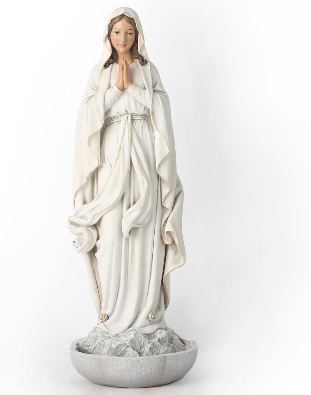 ルルドの聖母像 聖母マリア 祝福された聖母 ルルド ロザリオホルダー彫像高さ25.9cmカトリック教会洞窟祭壇贈り物輸入品