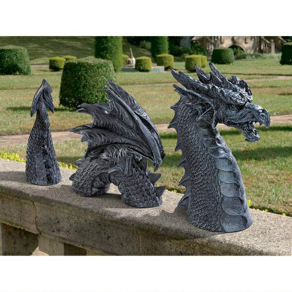 ファルケンベルク城のドラゴン 芝生アクセントアイテム彫刻 石像 彫像/ ガーデニング 庭園 園芸 芝生 ファンタジー プレゼント(輸入品｜浪漫堂ショップ