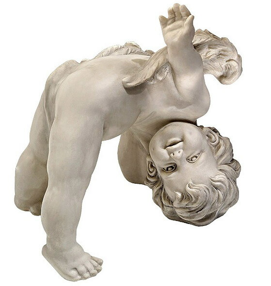 宙返りをする子供の天使(ケルビム像)西洋彫刻 装飾品 ガーデン彫像 ガーデニング アクセント 芝生 庭園 園芸 プレゼント贈り物(輸入品
