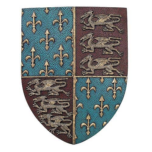 中世の紋章 ロイヤルコートオブ シールド(王家の楯) 壁彫刻 彫像 高さ約33cm/壁装飾オーナメント 貴賓室 記念品プレゼント贈り物(輸入品|浪漫堂ショップ