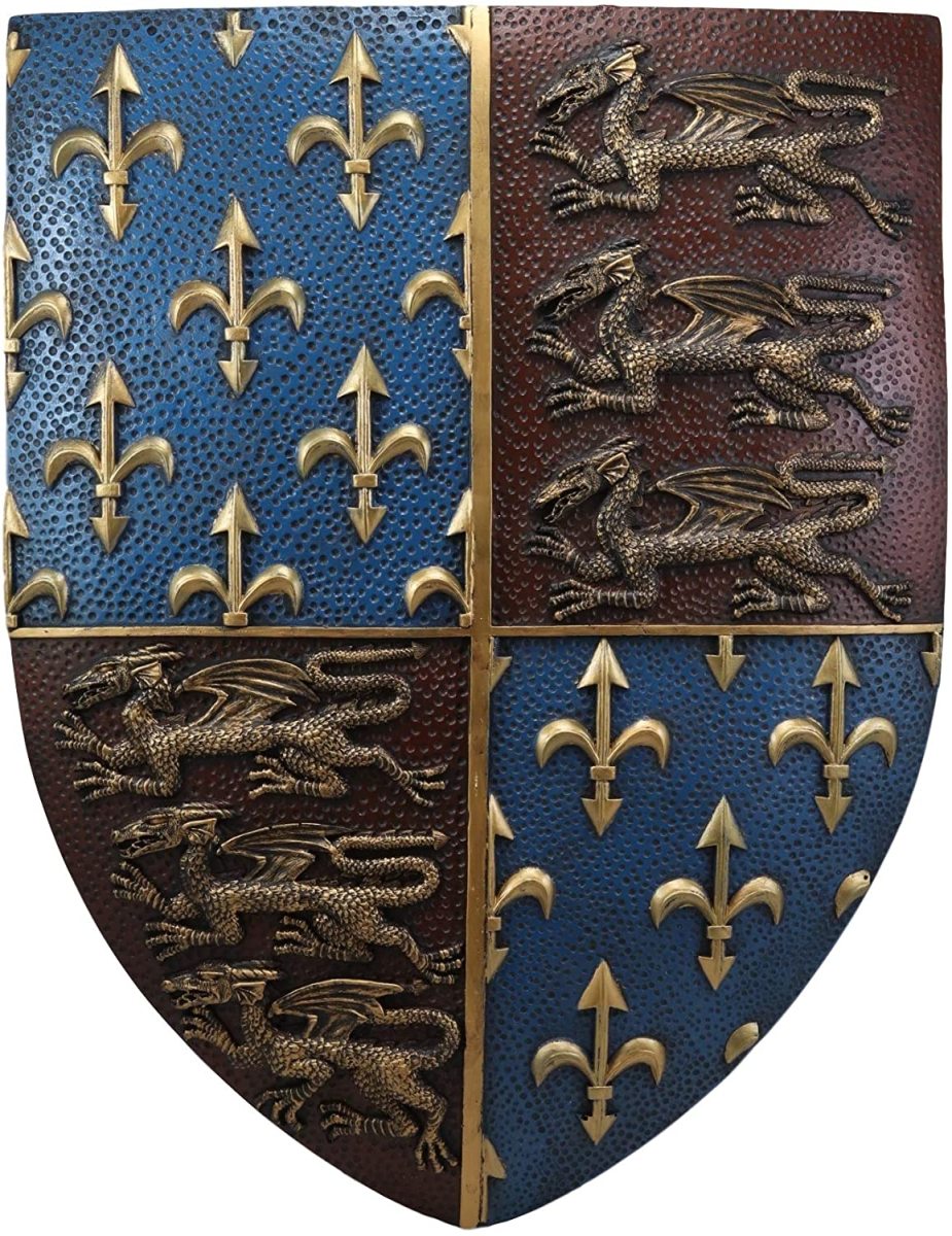 ライオンの紋章 盾 中世王家貴族置物壁掛けオブジェ西洋飾り英国王室の 