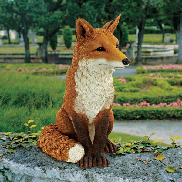 キツネ(狐)のサイモン ガーデン彫刻 彫像/ ガーデニング 広場 お庭 庭園 芝生 幼稚園 新築祝い エントランス プレゼント贈り物(輸入品|浪漫堂ショップ