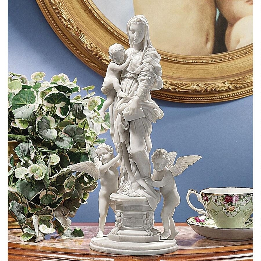聖アンナと幼い聖母マリア（キリストの母）ストーン風 彫像 キリスト教