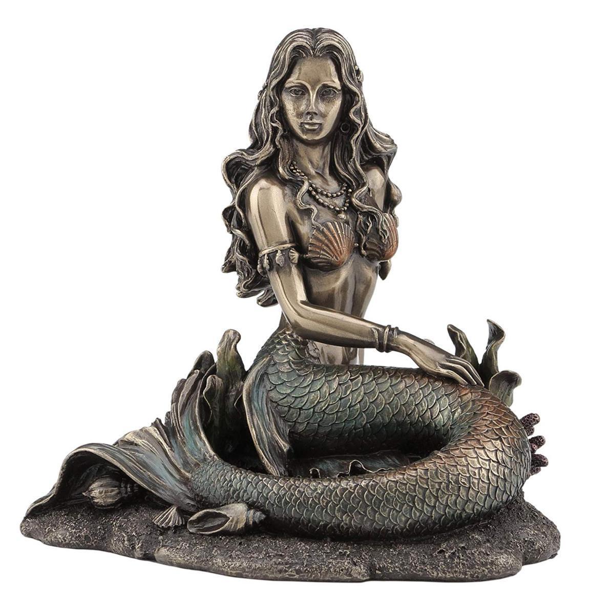 楽天市場】西洋彫刻 ブロンズ風 貝の上に座った 女性のマーメイド