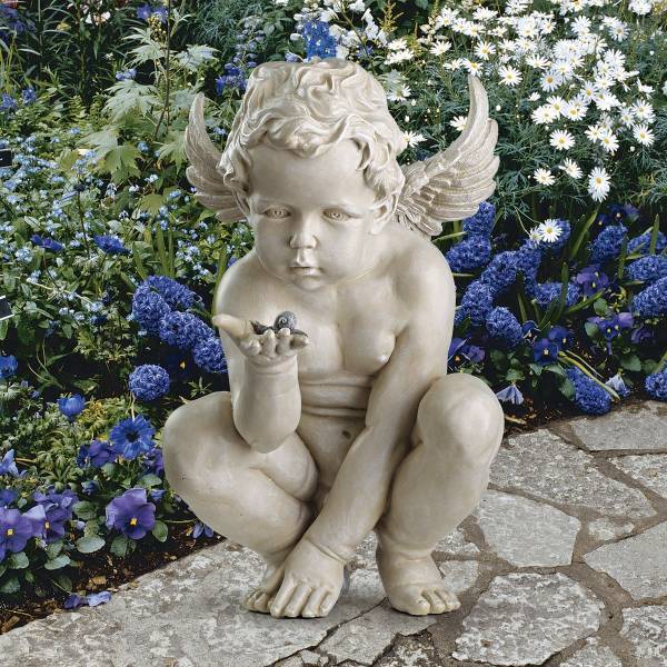 楽天市場】小鳥を抱く、2人の天使（エンジェル） 彫像 ガーデン彫刻 高 