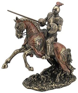西洋彫刻 鷹の紋章を付けた中世の騎士の馬上槍試合 ブロンズ風彫像 騎士像 アーサー王 ゲームオブスローンズ プレゼント贈り物 輸入品 Darshantemples Com