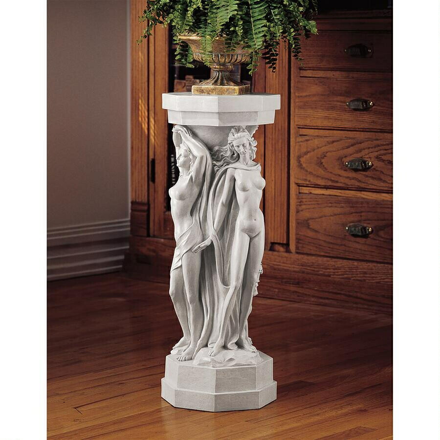デザイン・トスカノ製 古代ギリシア女性(巫子)像多角柱(円柱) コラム テーブル花台 台座 彫刻 彫像(輸入品)|浪漫堂ショップ