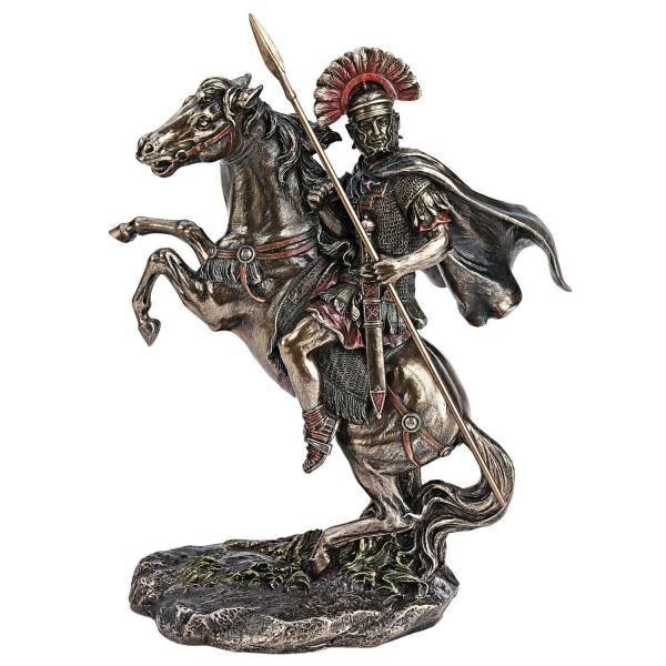 西洋彫刻 古代ローマ帝国 将軍(騎士／エクイテス)騎兵 騎馬像 ブロンズ風彫像/ 第２ポエニ戦争 シーザー カエサル ガリア戦記 プレゼント 贈り物(輸入品