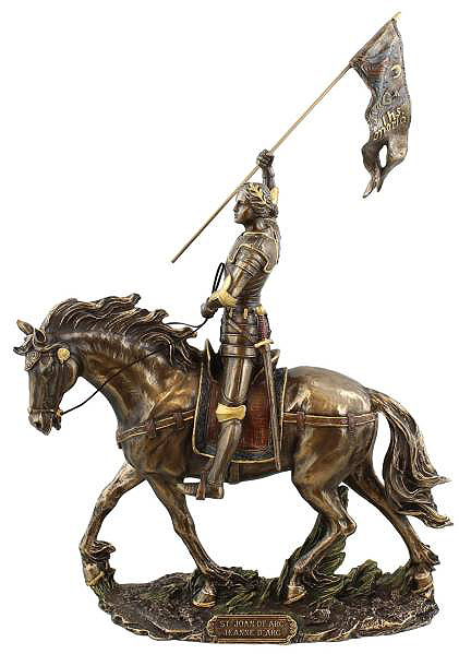 注目ブランド Ihsマリアの旗を掲げた 馬上のジャンヌ ダルク 彫像 彫刻 オルレアンの乙女 百年戦争 Joan Of Arc On Horse Back With Flag 輸入品 Fucoa Cl