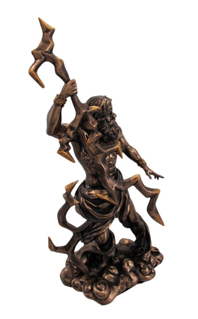 楽天市場 ブロンズ仕上げ 雷を持ったゼウス像 ギリシャ神話 木星 オリンポス アクロポリス パルテノン神殿 書斎 King Zeus Grecian God Throwing Lightning Resin Statue Figurine 輸入品 浪漫堂ショップ