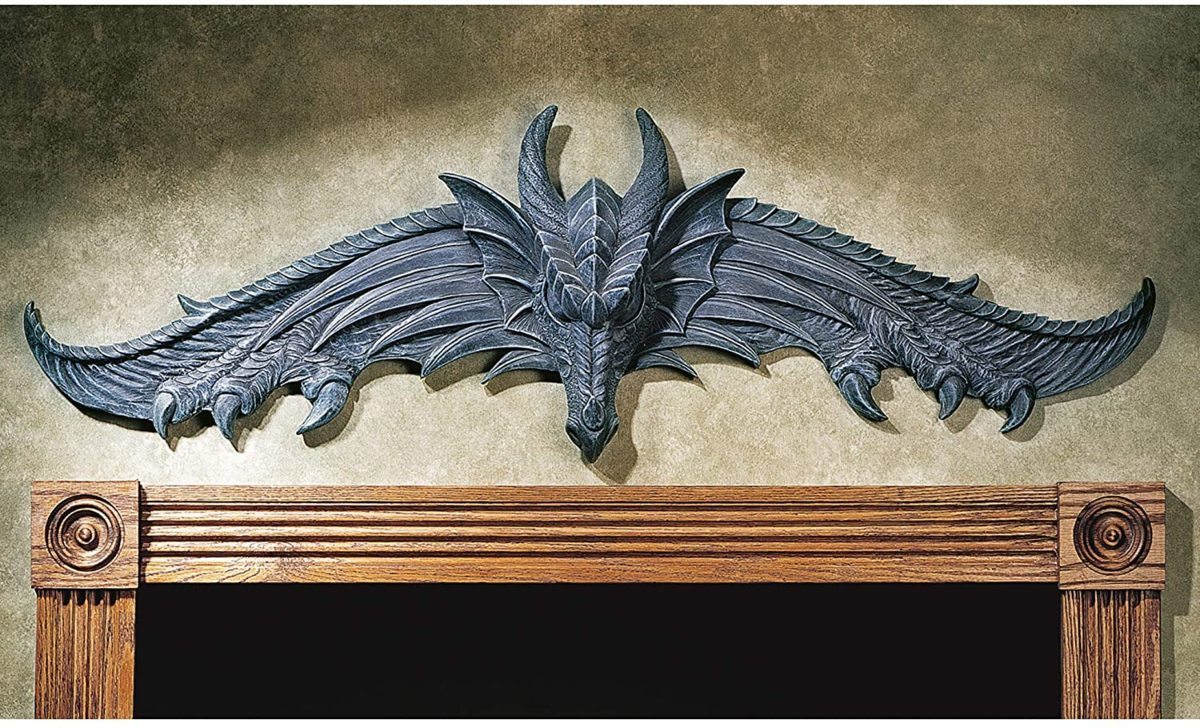 デザイン・トスカノ製 ハードウィック・ドラゴン・ウォール・ペディメント壁掛け 装飾アート彫刻 彫像 壁装飾インテリア 書斎 出入り口 カフェ(輸入品)