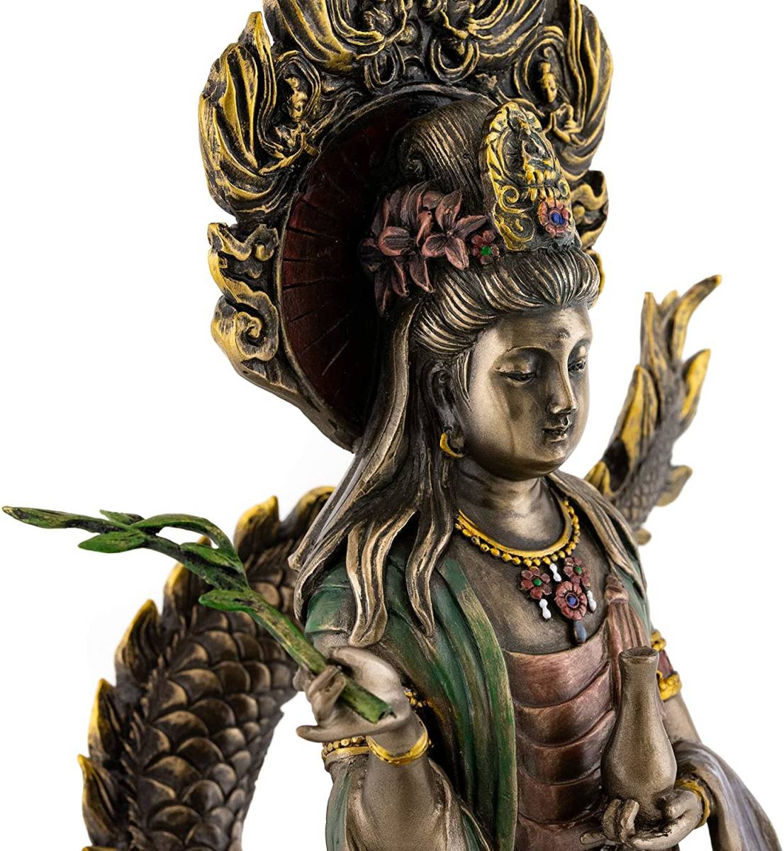 人気デザイナー トップ コレクション製 慈悲を持って救いの手を差し伸べる 騎龍観音菩薩 -ブロンズ風 彫像 彫刻 大乗仏教 大幸運 三十三観音