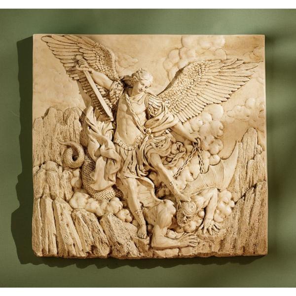 人気ブランドの新作 大天使 守護天使 聖ミカエル ストーン風 壁彫刻