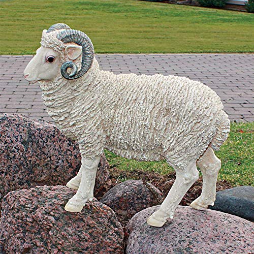 デザイン・トスカノ製 角を持った ドーセット羊 ヒツジ 彫像 彫刻/ Horned Dorset Sheep Statue(輸入品|浪漫堂ショップ