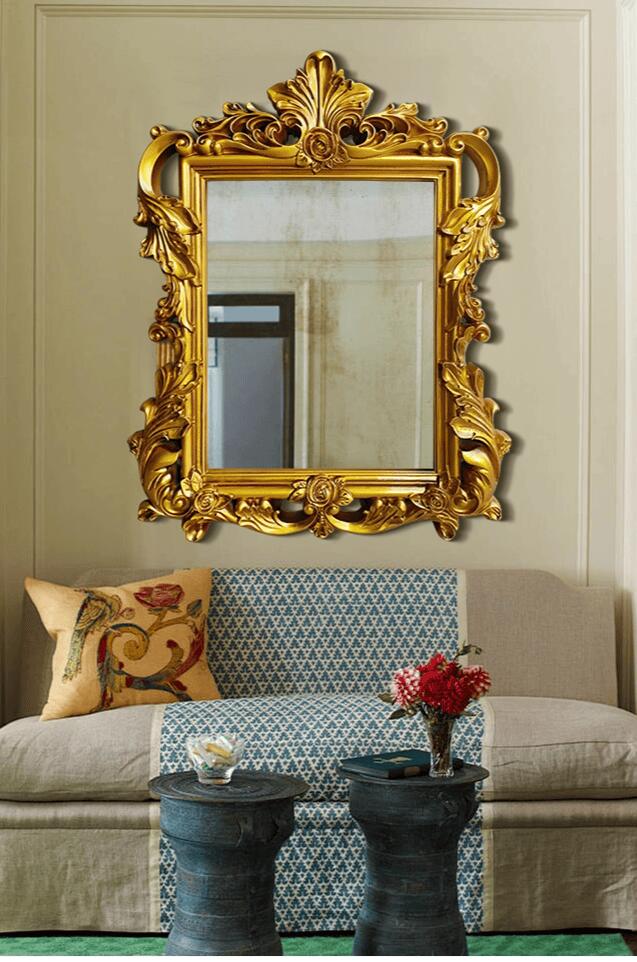 デザイン性の高いアールデコ様式の壁掛けミラー ウォールミラー 鏡 楽天市場】ウォールミラー Mサイズ 鋲モチーフ無しミラー モダン