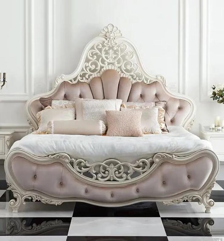 値下げしました！マットレス付 組立込 ロココ調 白 金箔仕上 セミダブルベッド 値下げしました！マットレス付 組立込 ロココ調 白 金箔仕上