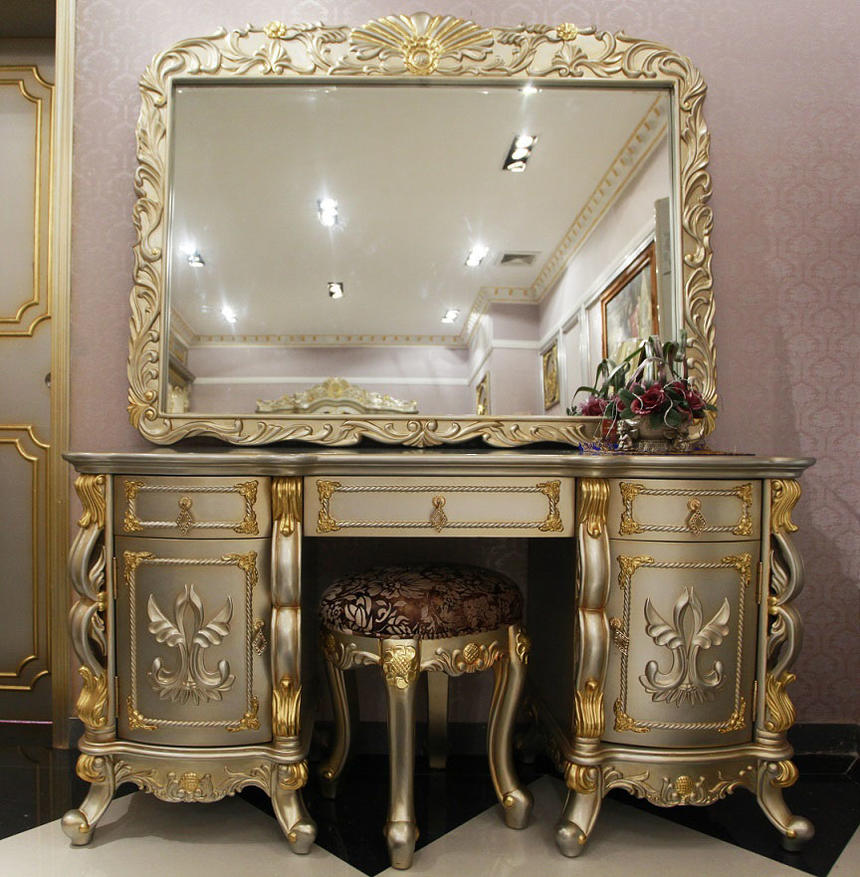 86083★SILIK ドレッサー & ウォールミラー ロココ クラシック 楽天市場】SILIK シリック ドレッサーテーブル＋ミラークラシック