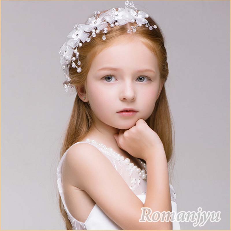 メール便発送 子供髪飾り 花 発表会 ヘッドドレス フラワーティアラ ヘアアクセサリ 花冠