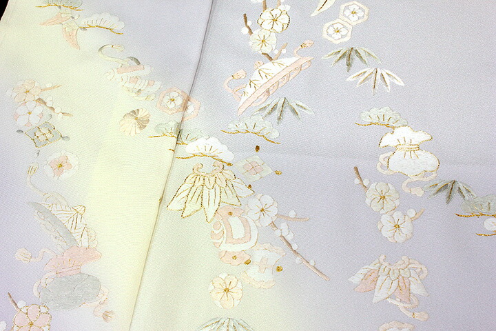 訪問着 手刺繍 正絹 豪華 フォーマル 宝尽くし 薄紫 結婚式 入学式 卒業式 入園式 卒園式 未仕立て f132 訪問着 手刺繍 正絹 豪華 フォーマル 宝尽くし 薄紫 結婚式 入学式 卒業式 入園式 卒園式 未仕立て f132