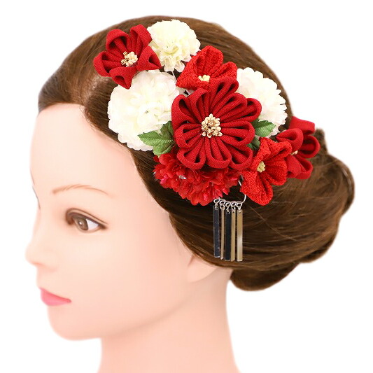 楽天スーパーsale 10 Off 髪飾り 成人式 振袖 浴衣 卒業式 袴 結婚式 2点セット 赤 白 花 和 洋 ビラビラ かんざし 手作り 簪 つまみ細工 ちりめんフォーマル 花飾り 玉飾り ブライダル W 68 304 213 O7 Si Cdm Co Mz