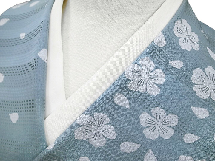 【百貨店SALE】御召しもの 羽織 厚地の外套 布切れ 正絹 未仕立てもの言い慣わし芸術京友禅 さくら段暈し布切れ 青碧薄墨色 新品 c253r
