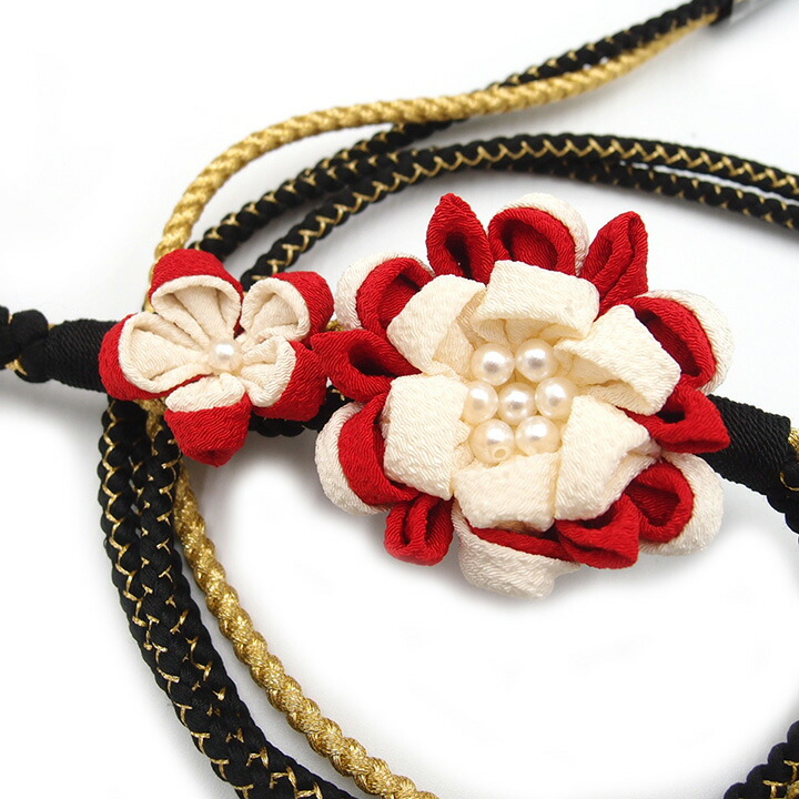 楽天市場】帯締め 振袖 成人式 豪華五連リング 花 赤 青 白 黒