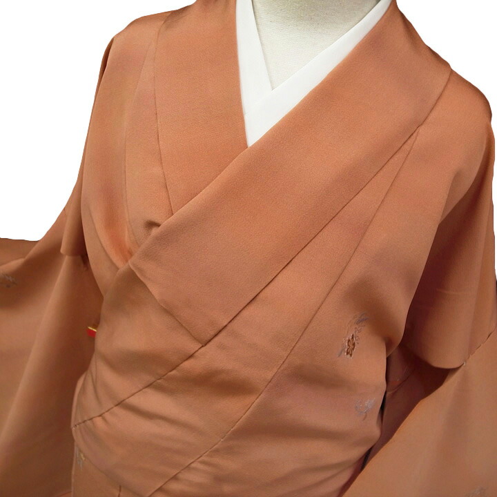 小紋 未仕立てもの 新品 花の丸紋手刺しゅう 今めかしい暈し染め小紋 秋味サクラ色 c174r