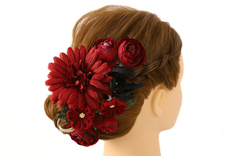 楽天スーパーsale 10 Off 髪飾り 成人式 振袖 浴衣 卒業式 袴 結婚式 点セット 臙脂 黒 花 和 洋 かんざし 手作り 簪 つまみ細工 ちりめんフォーマル 花飾り 玉飾り ブライダル W73 304 221 臙脂 黒 P787 Si Sermus Es